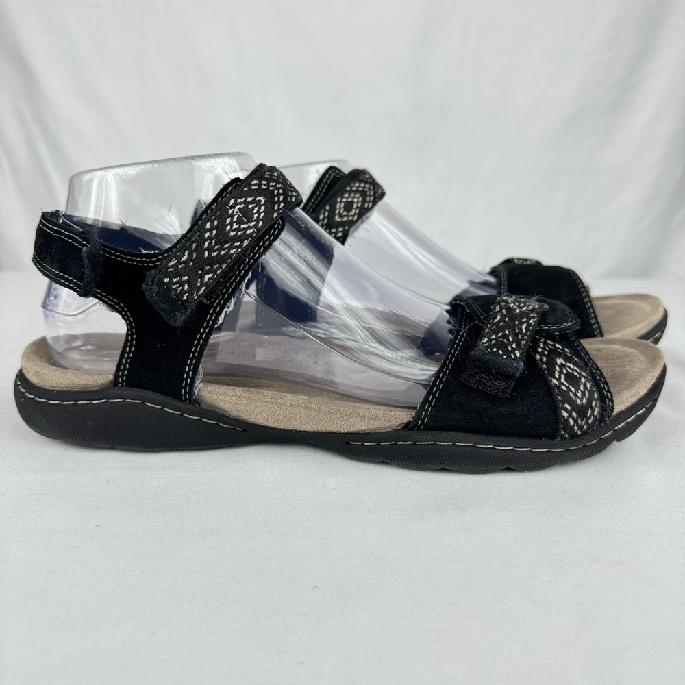 Clarks Amanda Sprint Adjustable Sandals in Black Suede - Picture 6 of 9